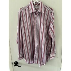 Alfred Dunhill Shirt Mens 16R Striped Button Up Made Italy Dress Shirt equal XL